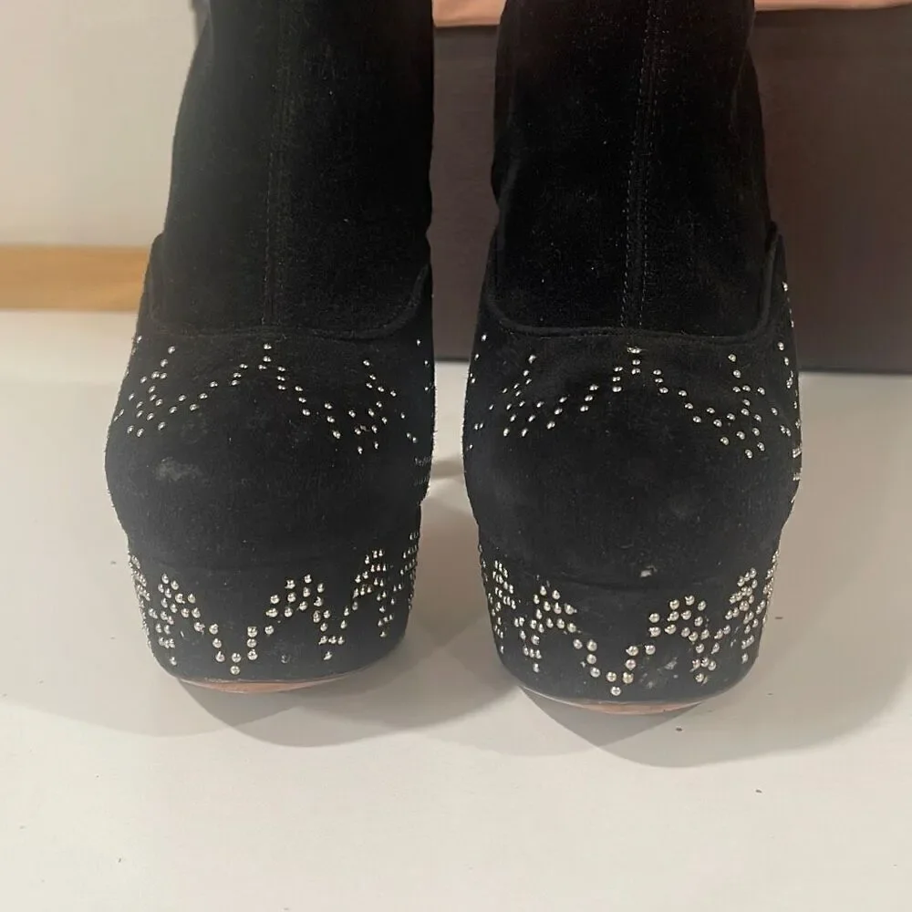 Alaia Black Platform Suede Boots Size 38.5